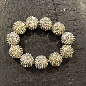Pave The Way Silver To e Stretch Ball Bead Shimmer Bracelet New Years​​​